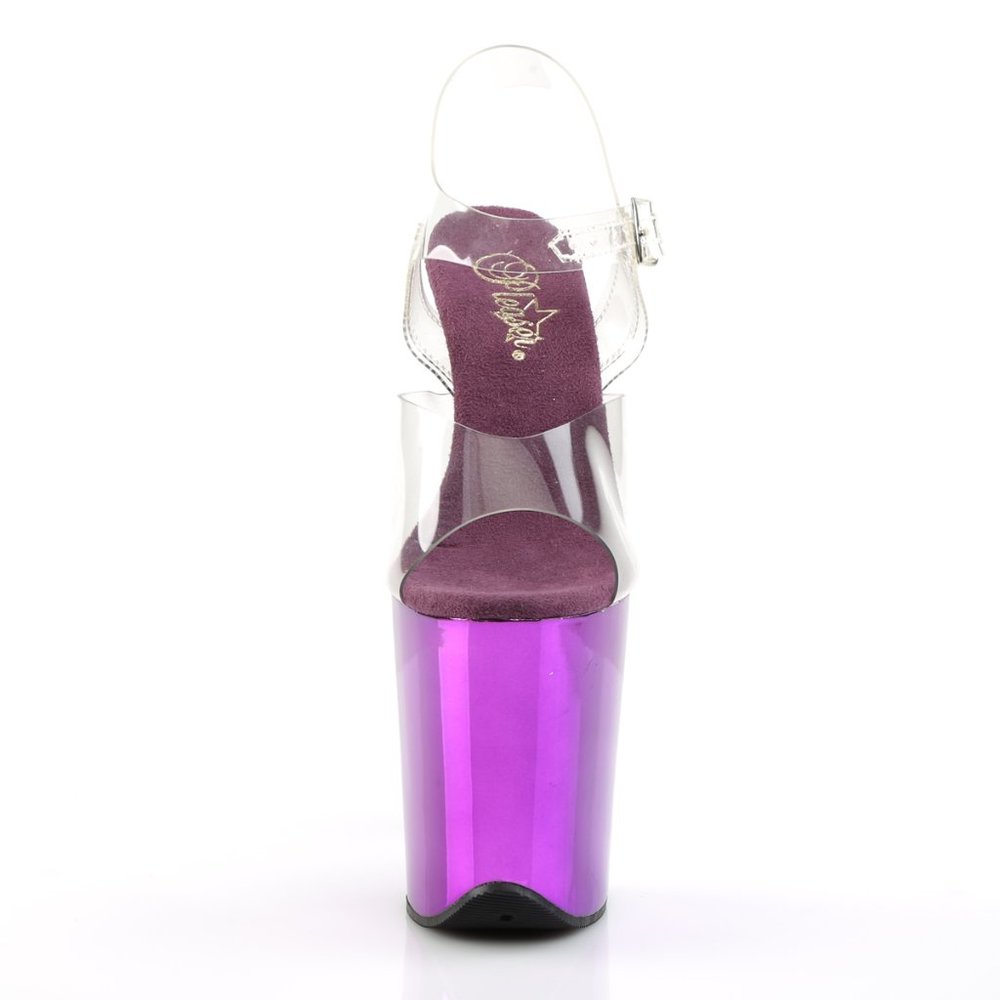 Pleaser Flamingo 808 Purple Chrome 8" Heel, 4" Platform Ankle Strap Sandal - Picture 5 of 5